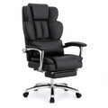 Sedia ergonomica in pelle nera con struttura in metallo