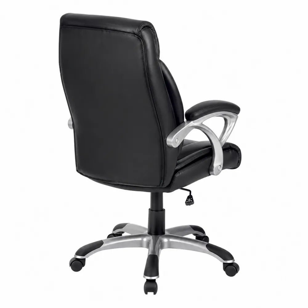 Sedia da Ufficio in Pelle con Braccioli e Base Girevole