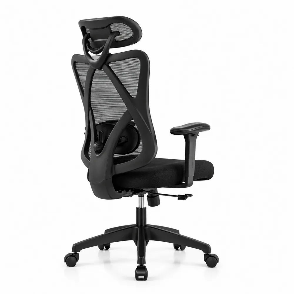 Sedia ergonomica nera con schienale in rete regolabile