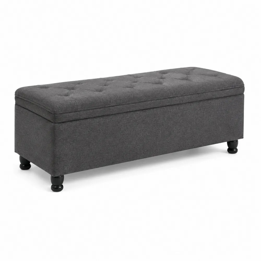 Panca contenitore in tessuto grigia 120x40x45 cm