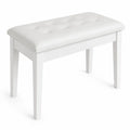 Panca rettangolare in legno e eco-pelle bianca 80x40x45 cm