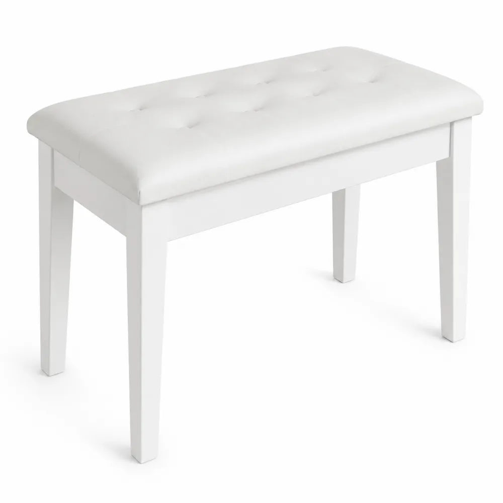 Panca rettangolare in legno e eco-pelle bianca 80x40x45 cm