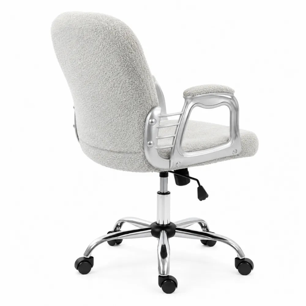 Sedia da Ufficio in Tessuto Bouclé con Base Cromata
