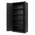 Armadio in Metallo Nero con 4 Ripiani Regolabili H180cm