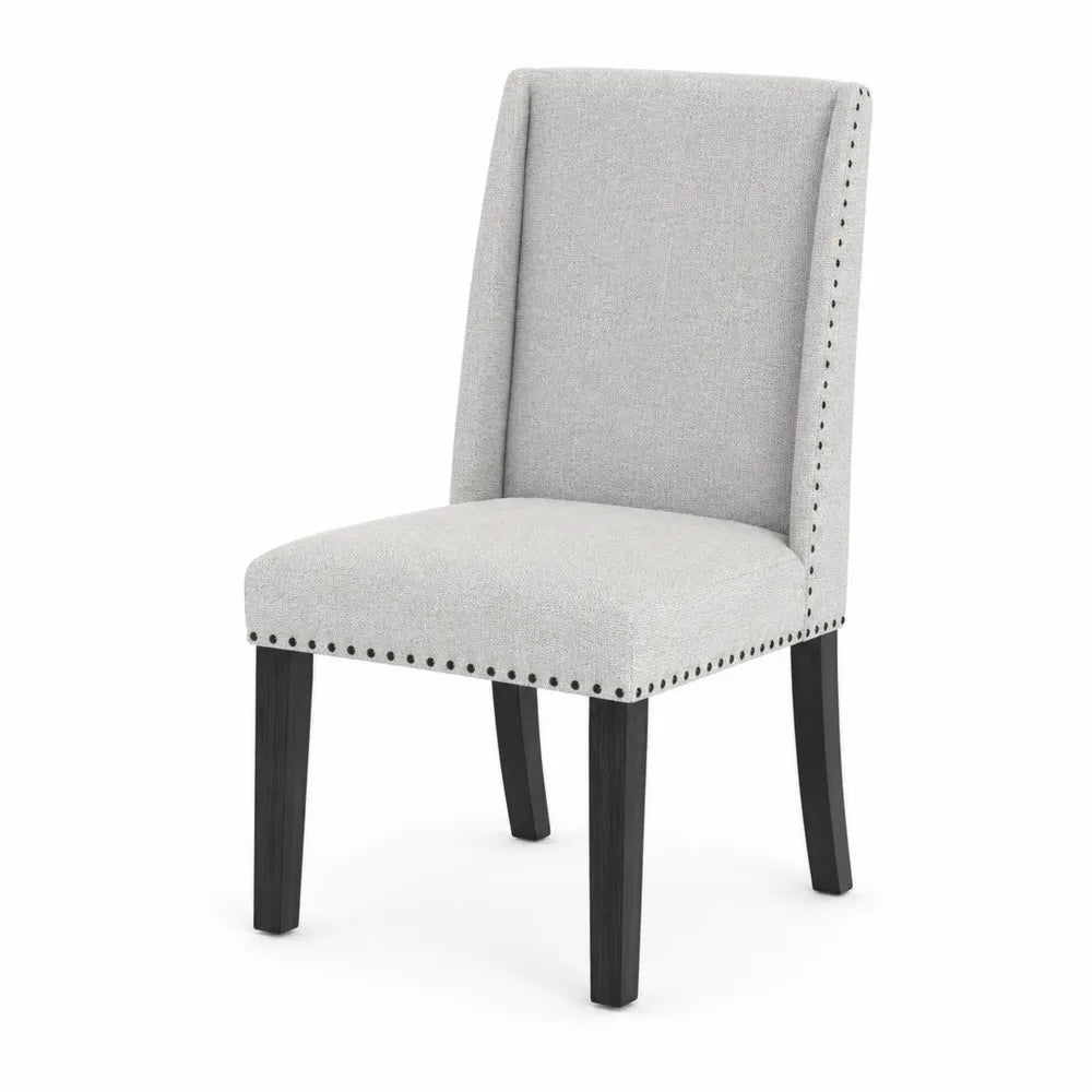 Sedia in tessuto poliestere Grigio con gambe in legno massello